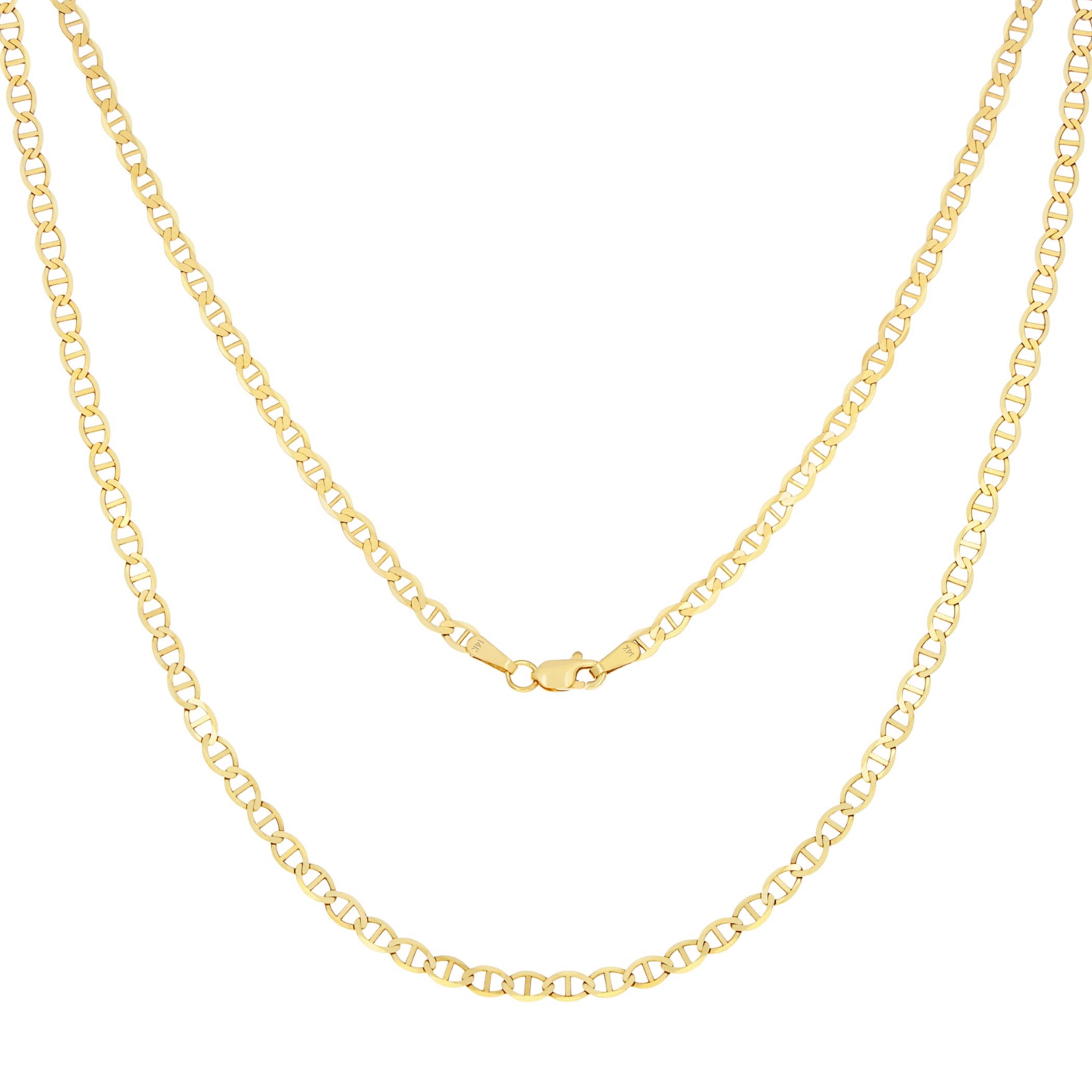 Nuragold 14k Real Yellow Gold Solid Mariner 2.5mm Chain Anchor Link Necklace (16"-24") Italian Jewelry for Men & Women