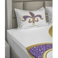 thumbnail image 6 of Ambesonne Fleur De Lis Fitted & Top Sheet Set with Shams, Medieval, Yellow Purple, 6 of 8