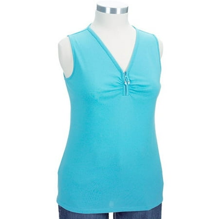 Women's Plus Sleeveless Zip Top
