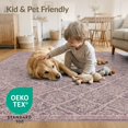 thumbnail image 4 of ODIKA 8'x10' Washable Area Rug Vintage Distressed Boho Trellis Scrollwork Border Ornate Panels for King Size Bedroom Under Bed, Master Suite, Non-Shedding, Easy Care, 4 of 7