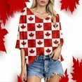 thumbnail image 2 of PMVFHDE Plus Size Summer Tops Comfortable Round Neck Texture Design Canada Day Celebrations Easy Pairing With Jeans Red,L, 2 of 5