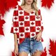 thumbnail image 2 of Tops de tallas grandes para el Día de Canadá: cuello redondo, diseño texturizado, verano, para combinar con vaqueros, fácil cuidado., 2 of 5