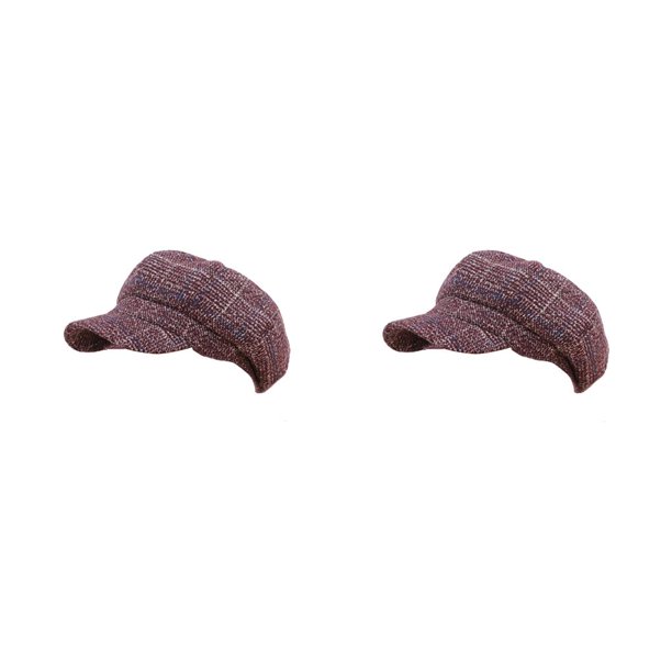 Jumpingount Lana mujer al aire libre Otoño Invierno octogonal Newsboy Vintage cálido sombrero artista viaje gorras conducción vacaciones vino Vino rojo 2piezas