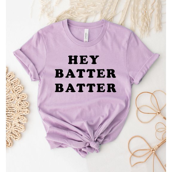 Hey Batter T-shirt Baseball Shirt Fan Lover Tee Sport Mom Top Life Game Day Gift Women's Softball Shirts Player Cheerleader Sports