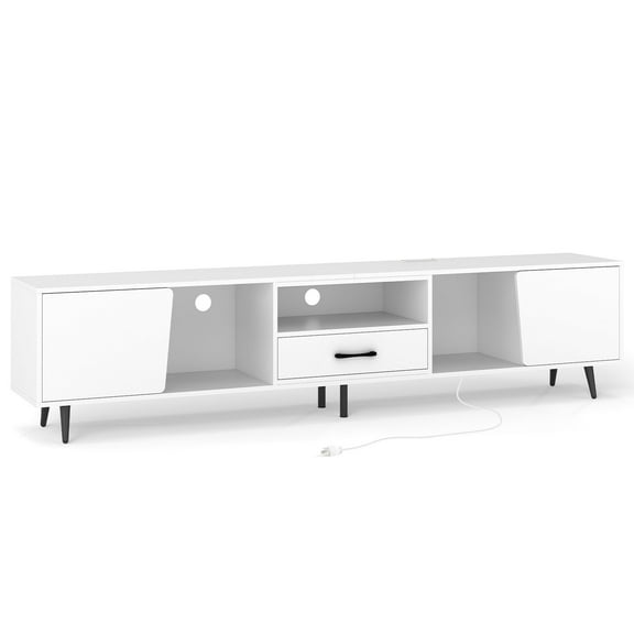 CQAOE 79" TV Stand for TVs up to 90” with Power Outlets, Modern Entertainment Center with Storage Shelves for Living Room, Bedroom, Media Console Cabinet