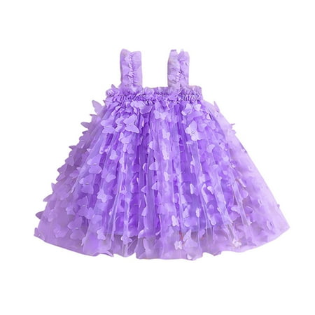 

HIBRO Toddler Girls Sleeveless 3D Butterfly Tulle Princess Dress Dance Party Dresses Clothes Toddler Girl Birthday Outfit Girls Light Dress