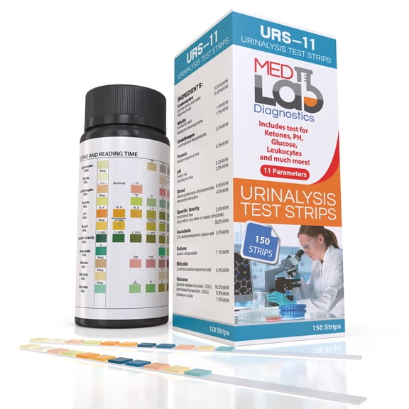 11 Parameters Urine Test Strips for Urinalysis. 150 Cnt Reagent Test Strips for UTI, CKD, and More.