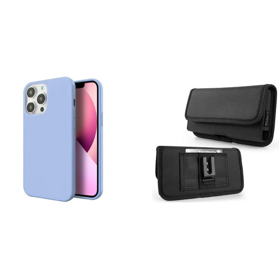 Slim Silicone Case and Belt Holster Pouch for iPhone 14 Pro Max - Lavender
