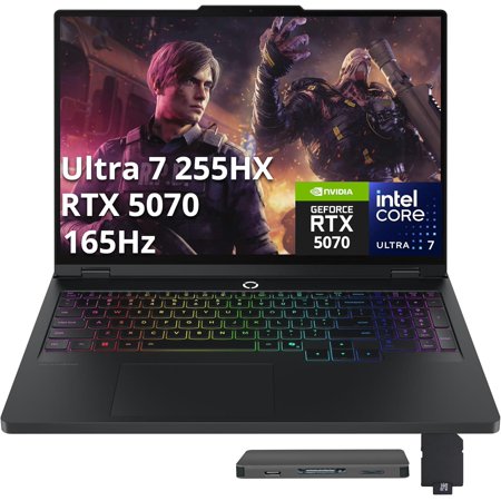 Lenovo Legion Pro 5i 16" WQXGA 165Hz Gaming Laptop, Intel 20-core Ultra 7 255HX (Beats Intel i9-14900HX), GeForce RTX 5070, 32GB DDR5, 1TB SSD, Backlit, Win 11, Black, 1TB Docking Station