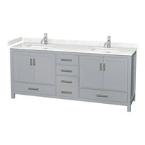 Wyndham Collection Sheffield 80" No Mirror Wood Double Bathroom Vanity in Gray