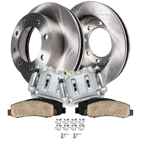 Detroit Axle - Front Brake Kit for 4WD 05-12 Ford F-250 Super Duty, 05-07 F-350 Super Duty Brake Calipers Replacement Brakes Rotors Ceramic Pads