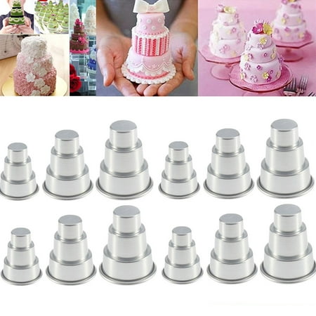 

12PCS 3 Layer Cake Pans DIY Cake Mold Mini Cake Baking Tool Chocolate Cake Pan(S+M+L)