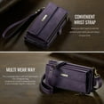 thumbnail image 7 of Dteck Wallet Case with Tempered Glass Screen Protector for Samsung Galaxy S25,Magnetic Leather RFID Blocking Card Slots Case Stand Bag Cover with Crossbody and Wrist Strap for Women Girls,Purple, 7 of 7