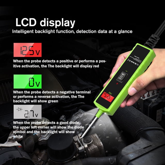 System P60 Automotive Circuit Tester Car Electrical System Short Tester 6-30V DC with Function LCD Display Flashlight Component Activation/Continuity Testing/Grounding