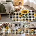 thumbnail image 5 of Small Round Rug 3Ft Washable Non-Slip, Sunflower Checked Circle Area Rugs for Living Room Bedroom, Vintage Garden Floral Bees Farmhouse Indoor Floor Mats Carpet Runner for Home Decor, 5 of 8