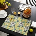 thumbnail image 3 of Yellow Cashew Flower Placemats Set of 6, Retro Ethnic Abstract Country Placemats for Dining Table, Place Mats for Kitchen Tabletop, Waterproof Wipeable Dining Table Mats Set, 3 of 9