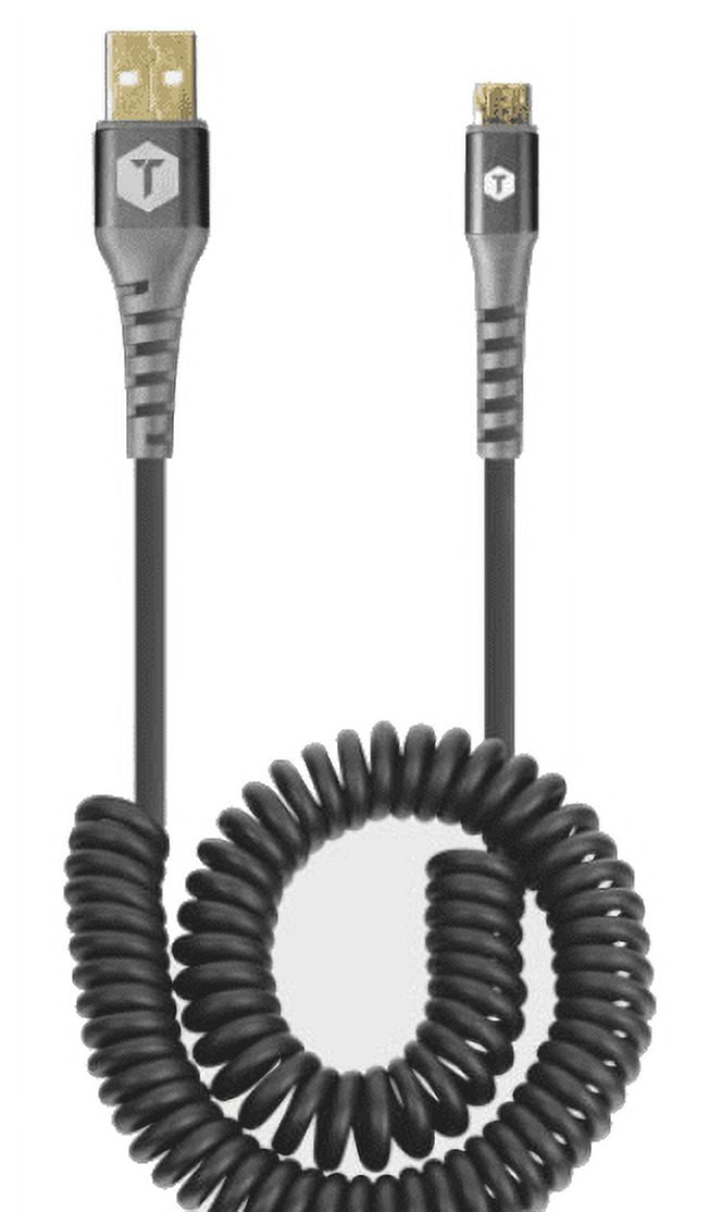 ToughTested Heavy Duty Coiled 2 AMP Micro USB Cable, 10'