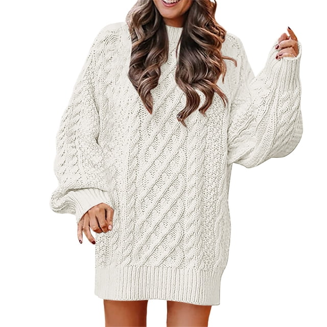 Robe Décontractée Tricotée pour Femme Automne Hiver - Matériau Polyester Spandex, Couleur Unie, Convient au Printemps et à l'Automne, Facile à Agencer avec Manteaux Chaussures
