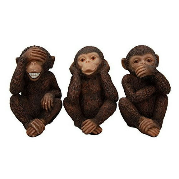 Wise Monkeys See Hear Speak No Evil Ape Chimpanzees Collectible Figurine Miniature Set