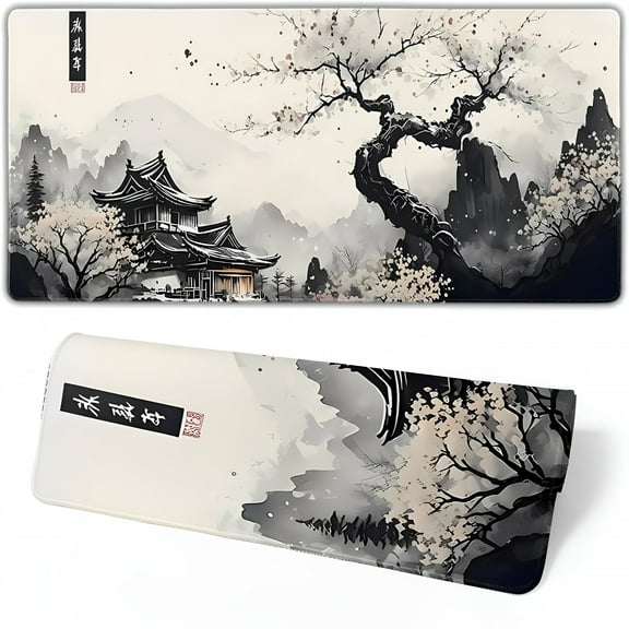 LAMIRO Japanese Mouse Pad, Large Desk Mat, XL Anime Gaming Keyboard Mat, Non-Slip Rubber Base, Big Extended Desk Protector for Home Office, 31.5”x11.8”