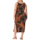thumbnail image 3 of Vestido de verano sin mangas para mujer de talla grande Agnes Orinda, con diseño de teñido anudado, abertura lateral, escote en V, estilo casual midi, talla 1X, color naranja y marrón, 3 of 5