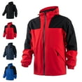 thumbnail image 1 of Mens Windbreaker Man Solid Color Sports Windbreaker Drawstring Pockets Hooded Outdoor Jacket Coat Zip Front Windbreaker Jacket Red 2XL, 1 of 5