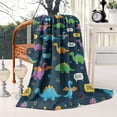 thumbnail image 2 of DarkBlue Cartoon Dinosaurs SpeechBubbles Pattern Blanket,Comfortable Soft Lamb Wool Throw Blanket,All Season,Warm Lightweight Blankets for Sofa Bed Couch Living Room Chair,40"x50", 2 of 4