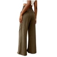 thumbnail image 5 of Ynynloco Womens Pants Elastic High Waist Lightweight Palazzo Pants for Women Casual Drawstring Lounge Wide Leg Pants Woman with Pockets, 5 of 6