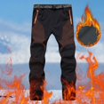 thumbnail image 2 of Men's Casual Pants Men's Color Block Hiking Trousers Windproof Work Trousers Warm Lined Trekking With Pockets Outdoor Fitness Softshell Coffee 3XL, 2 of 5