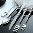thumbnail image 7 of Neoyler 5 Pack Palaces Stainless Steel Cutlery Set 5 Piece Knife Fork Spoon Thanksgiving Plates Dinnerware Sets Christmas Plates Christmas Dinner Plates for Hotels 8.2x1.7x2.4in Silver, 7 of 7