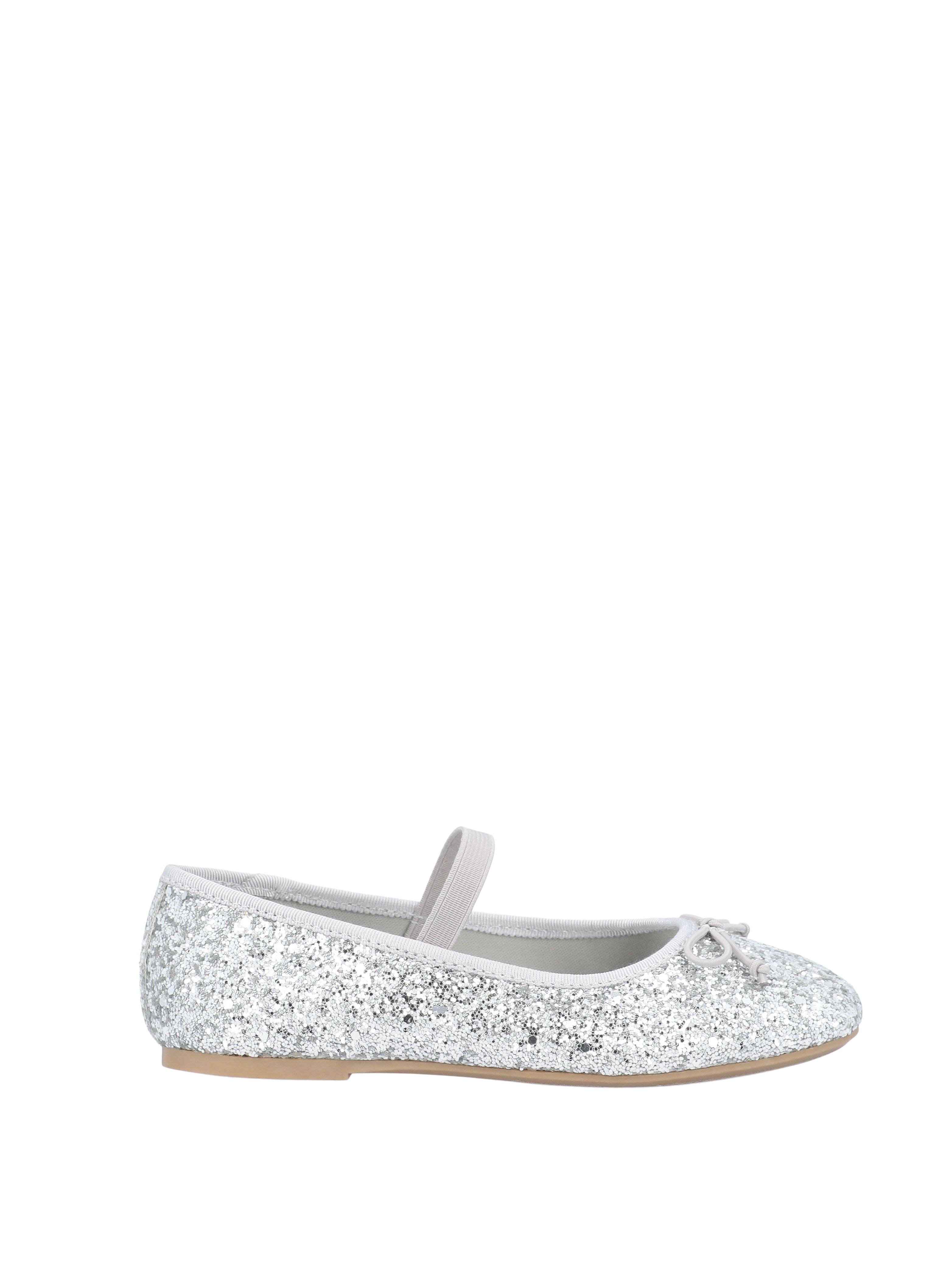 Wonder Nation Little Girls and Big Girls Glitter Ballet Flats