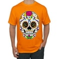 thumbnail image 1 of Wild Bobby Day Of The Dead Sugar Skull Pop Culture Men Graphic Tee, Orange, XX-Large, 1 of 5