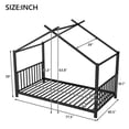 thumbnail image 3 of Kumix Twin Size House Floor Bed, Metal Floor Bed with Fence and Roof, House Bed for Teens, Playhouse Twin Bed Frame for Girls, Boys, Gray(Without Slats), 3 of 9