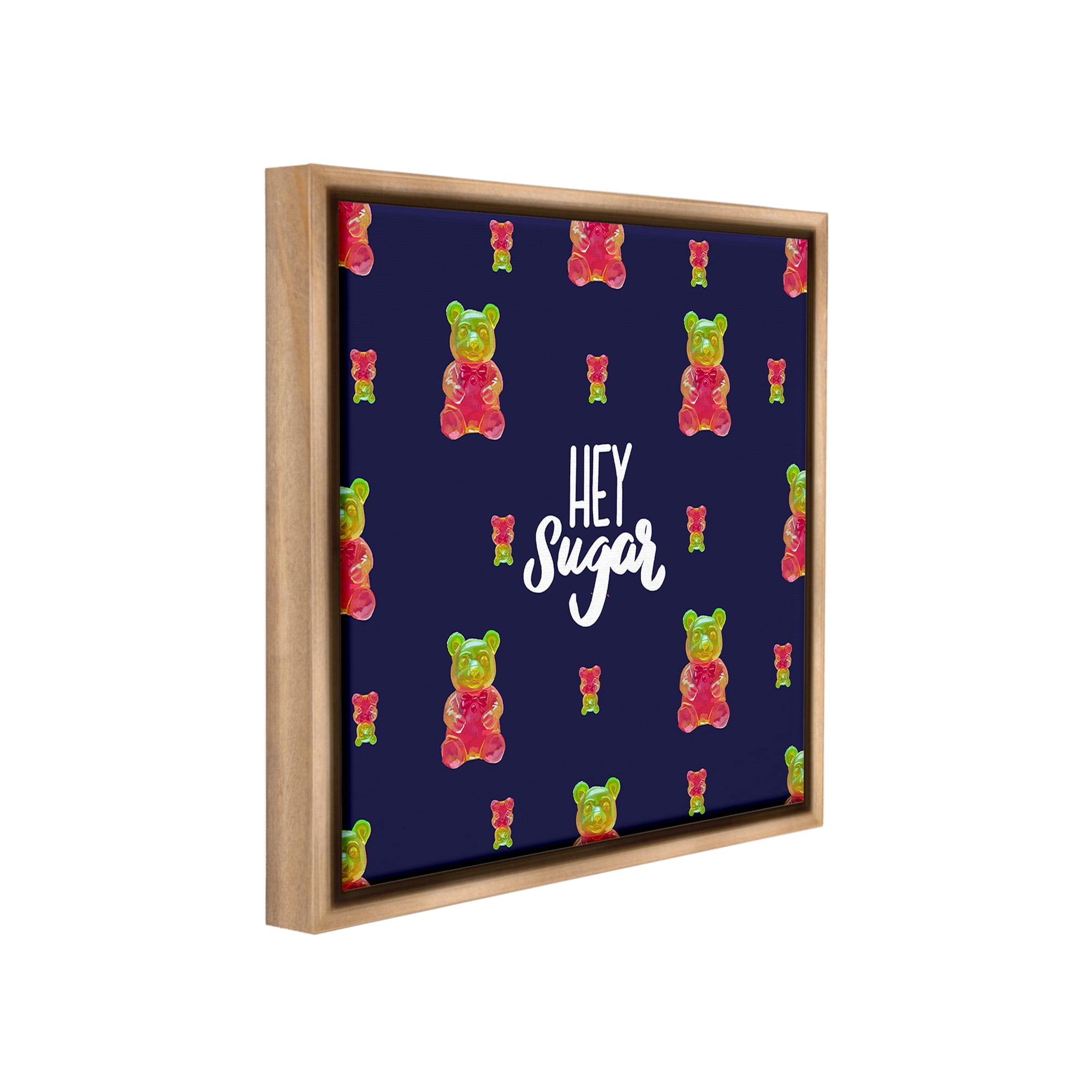 Stupell Industries Hey Sugar Candy Bear Food & Beverage Painting Brown Floater Framed Canvas Art Print Wall Art, 25 x 25