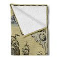 thumbnail image 2 of Compass Soft Flannel Fleece Blanket, Antique Old Plan Discovery Ship Pirate Wave Compass Navigation Geography Theme, Cozy Plush for Indoor and Outdoor Use, 50" x 60", Beige Red Grey, by Ambesonne, 2 of 5