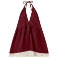 thumbnail image 4 of ZHOGXU Summer Dresses For Women Sleeveless Halter Neck Color Block Backless Comfortable Loose Fit Dress For Casual Daily Wear,Red,M, 4 of 4