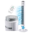 thumbnail image 1 of Ventilador De Torre Premium Corte Diamante Con Ionizador + Control Remoto Oscilación Temporizador Display Led 97cm De Alto Blanco Beckon, 1 of 8