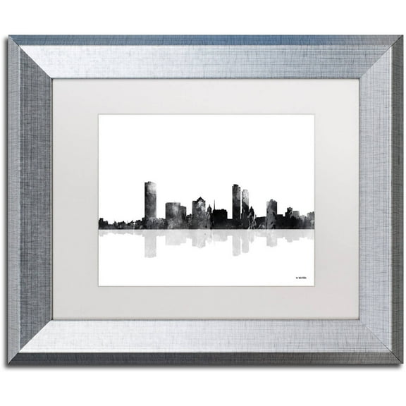 Trademark Fine Art "Milwaukee Wisconsin Skyline BG-1" Canvas Art by Marlene Watson, White Matte, Silver Frame