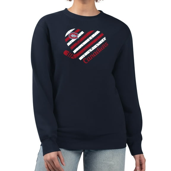 Women's G-III 4Her by Carl Banks  Navy Montreal Canadiens Heart Graphic Pullover Sweatshirt