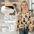 thumbnail image 6 of Xixirimido Black Cat Pumpkin Cobweb Halloween Pattern Girls Long Sleeve Shirts Casual Crew Neck Tunic Tops Tie-hem Basic Tunic Blouses Fashion 3D Graphic Tees, Size 7-8, 6 of 7