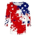 thumbnail image 5 of VKOYWKM USA Flag Shirt for Women 3/4 Sleeve Independence Day Tops American Flag Red White and Blue Graphic Tees Crew Neck Loose Fit Memorial Day Gifts Blouses, 5 of 5