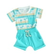 thumbnail image 2 of Musuos Toddler Boys 2 Piece Outfits 6 12 18 24M 3T Tree Print Short Sleeve T-Shirt and Elastic Shorts for Summer Clothes Set, 2 of 7