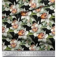 thumbnail image 3 of Soimoi Black Cotton Duck Fabric Leaves & Daffodil Floral Print Fabric by the Yard 42 Inch Wide, 3 of 3