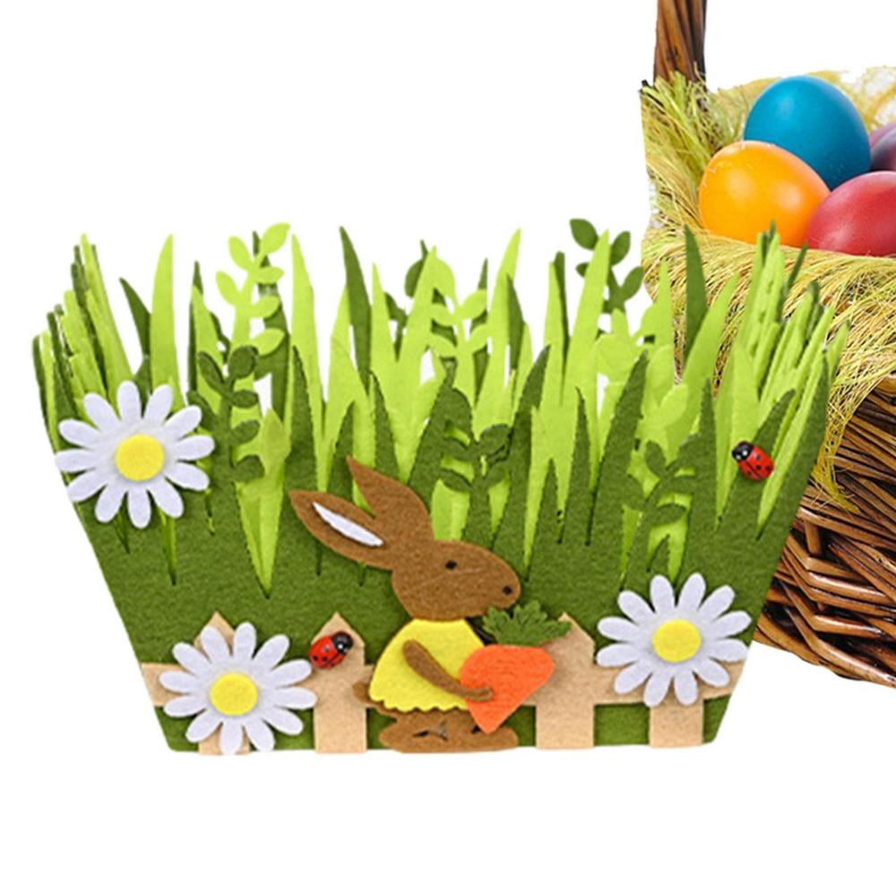 Laideyi Easter Eggs Hunt Basket Nonwoven Fabric Square Small Empty Baskets Cute Rabbits Easter
