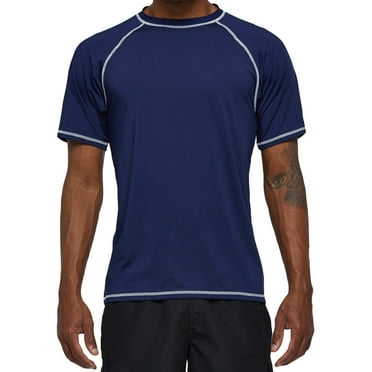 Weilanxin Swim Shirts Short Sleeve for Men Quick Dry Running UPF50  Sun Protection Rash Guard Top BT3-NavyBlue M