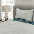 thumbnail image 2 of Ambesonne Japanese Wave Quilted Coverlet 3 Pcs, Aquatic Swirls, King Size, Grey Blue Cream, 2 of 4