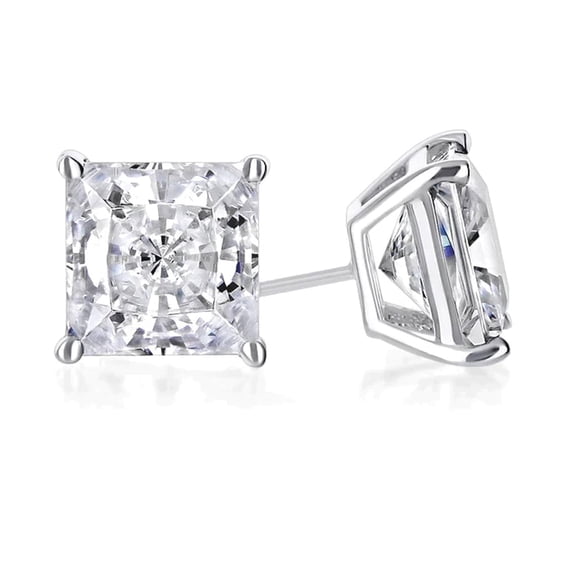 Paris Jewelry 14K White Gold Stud Earrings with 2 Carat Princess Cut Created Diamond plated
