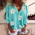 thumbnail image 5 of Towmus Women Flower Print Single- Long Sleeve Knitwear Cardigan Winter V-neck Pullover Cute Cardigan Sweaters, 5 of 6