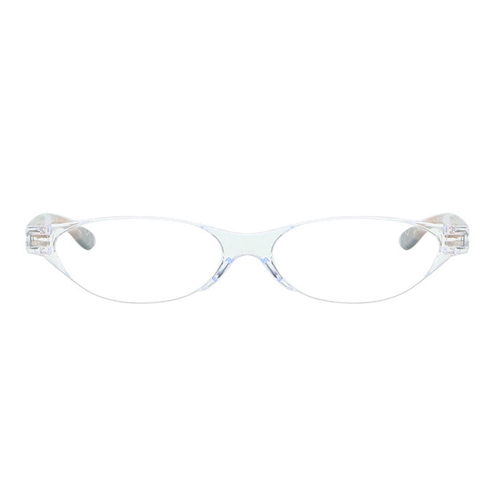 3 Pairs of Oval Clear Frame Gray Temple Anti-Blue Light Reading Glasses for Women Printed Ultralight Presbyopia Glasses Plastic Readers +3.50 with Case