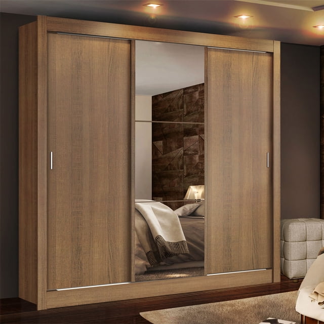 Ropero Closet Madesa Lyon Plus 3 Puertas y Espejo Marrón